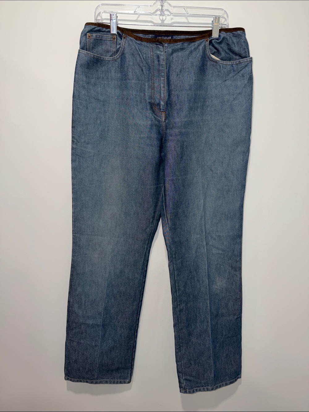 ANN TAYLOR 14 Retro Western Cowgirl Rare Medium Wash Straight Blue Jeans